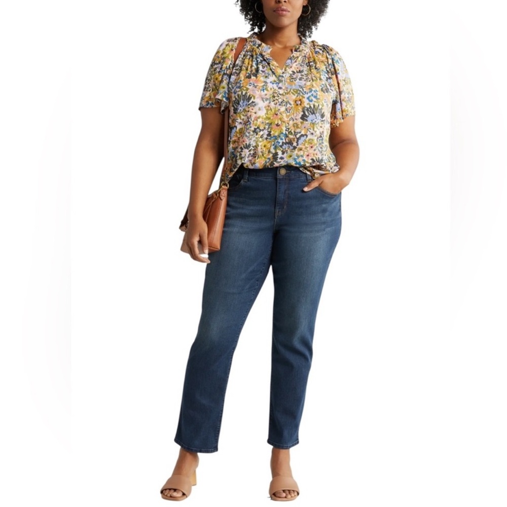 NEW Wit & Wisdom 'Ab'Solution Straight Leg  Blue Plus Size 16W